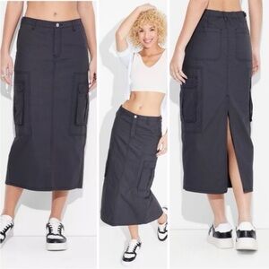 Wild Fable Washed Black Cargo Maxi Skirt Size Small